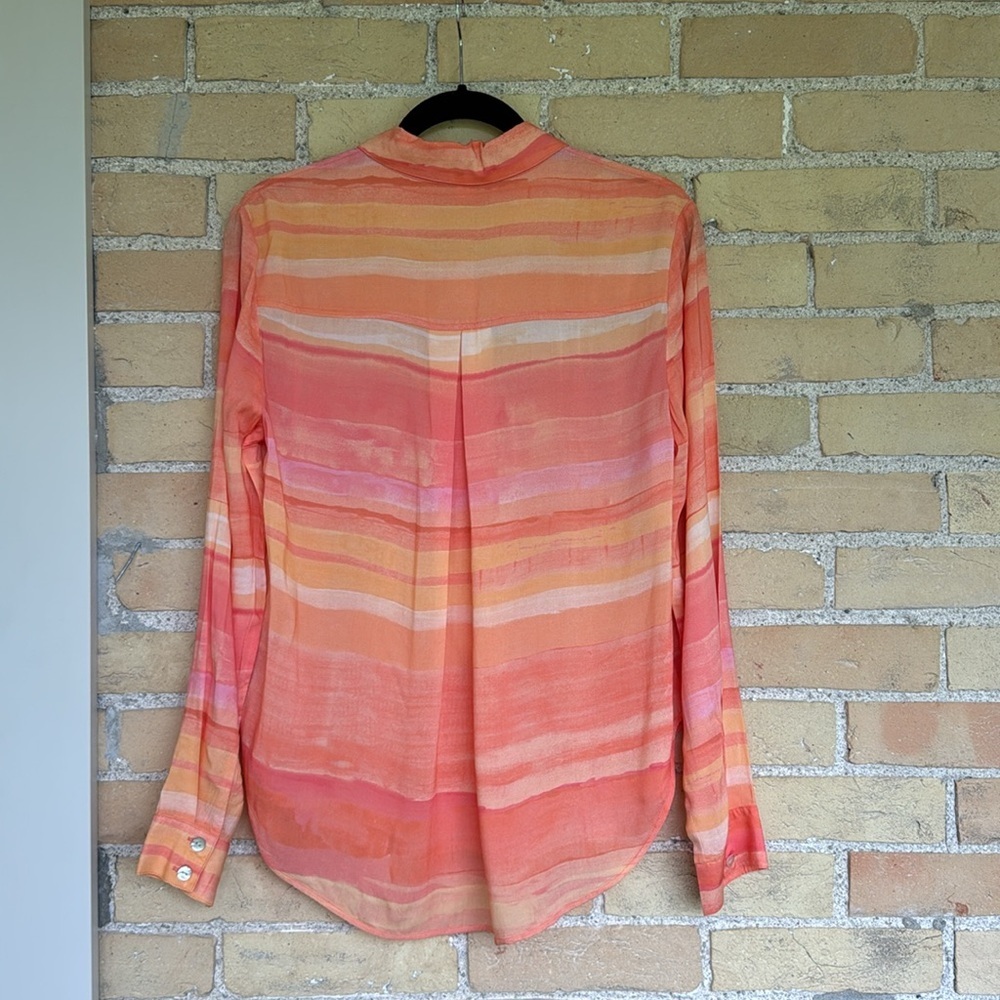 NWT Anthropologie Cloth & Stone Women's Coral Striped Button-Up Shirt - Picture 4 of 4